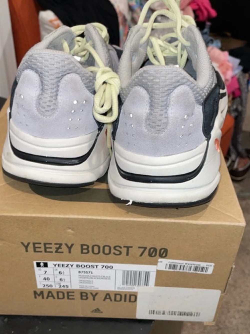 Yeezy Kids Sneakers in Gray, Blue, Black & Cream - Picture 3 of 12